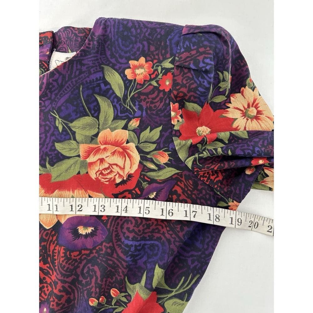 Vintage 90s Cottagecore Midi Dress Pockets Belted Sz 8 Moody Floral Fairy‎ - Picture 5 of 7